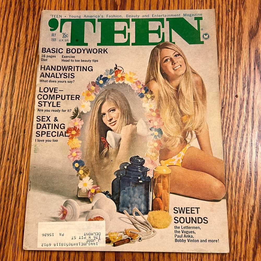 Vintage 1969 July TEEN Magazine - Basic Bodywork - Sex & Dating Special Topics